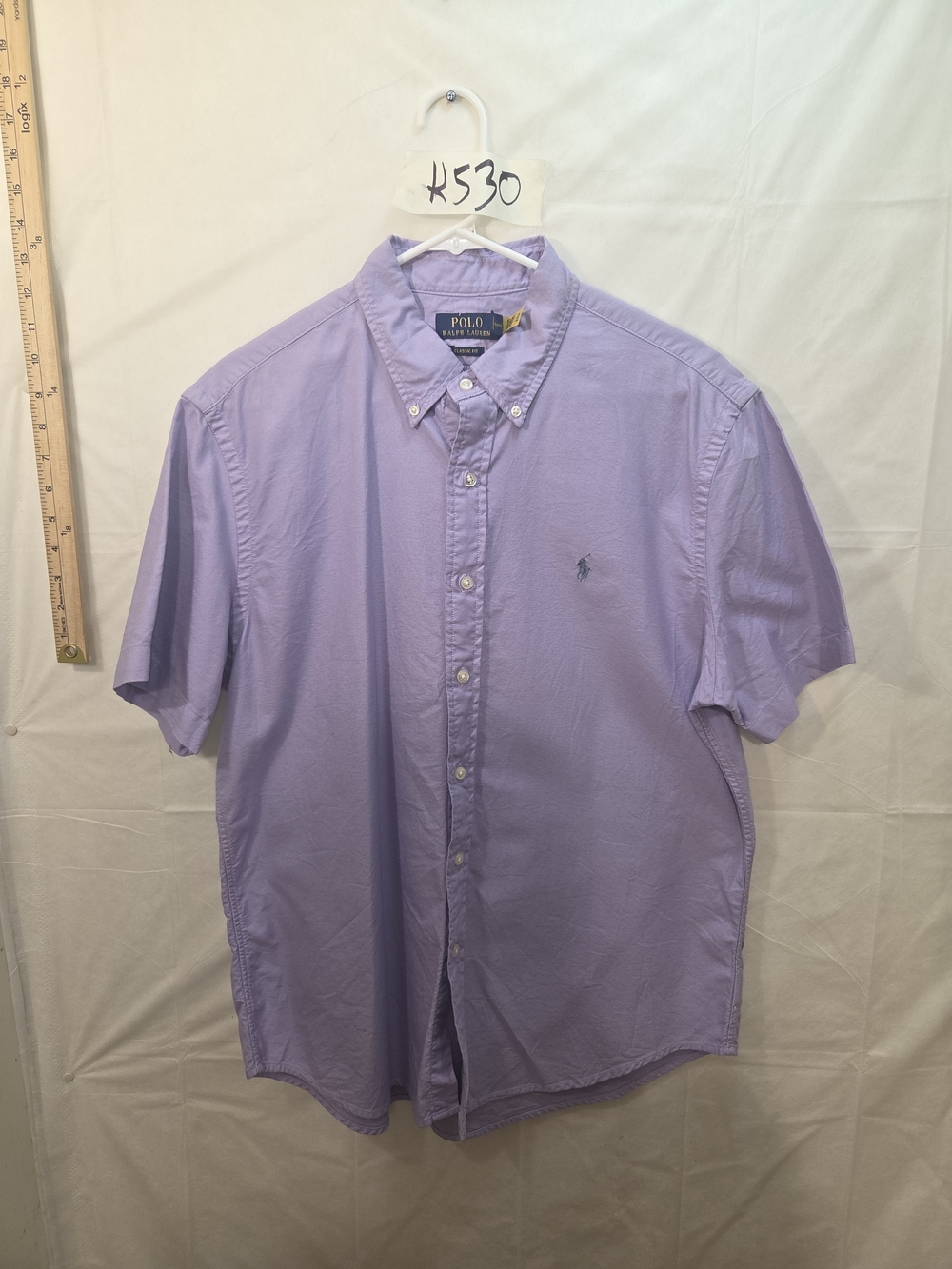 Ralph Lauren Lavender Short-Sleeve Button-Down Shirt